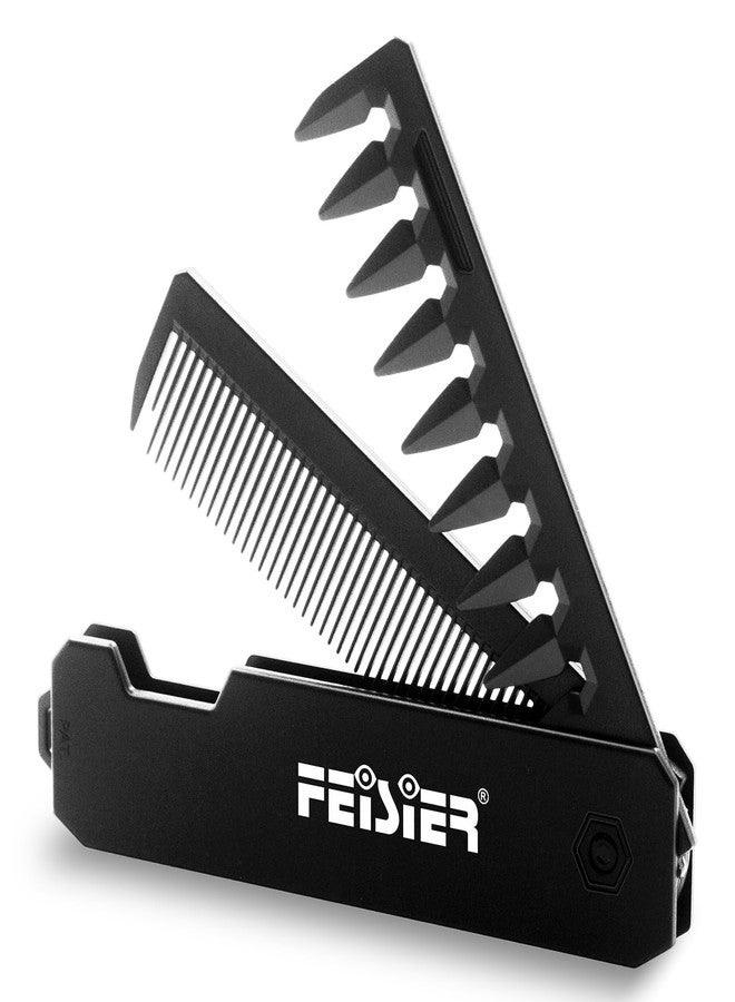 FEISIER Folding Hair Comb for Men, Pocket Comb with Fine & Wide Tooth,Styling Comb for Travel and Everyday Grooming Combing Hair,Beard or Mustache - Image 1
